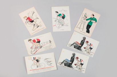 null Piste. Vers 1925-1935. L'internationale des vélodromes. 7 cartes-postales neuves...