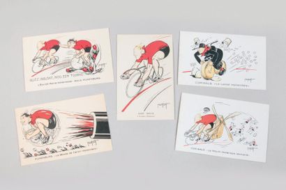 null Piste. Vers 1925-1925. Les pistard hollandais. 5 cartes-postales neuves par...