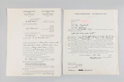 null Piste (Demi-fond). Deux contrats détaillés: a) Vélodrome de Gand, 1922 pour...