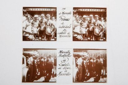 null 1931,34. Tour de France. Quatre boîtes d'époque de positifs verre (45 plaques)...