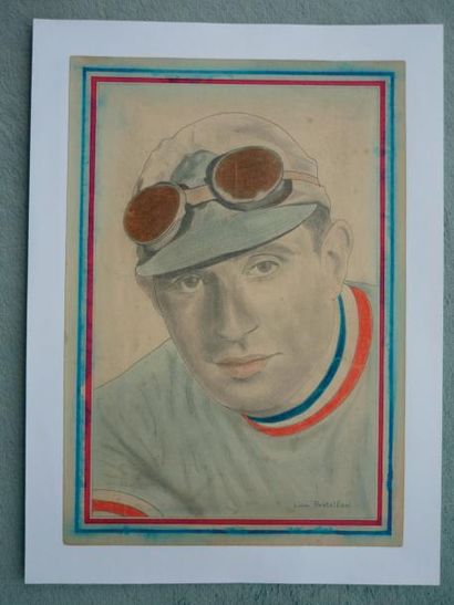null 1937. Dessin original de Georges Speicher, champion de France sur route. Par...
