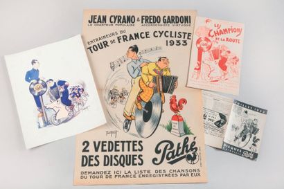 null 1933-1935. Chanson et accordéon. Trois oeuvres rares d'Abel Petit: a) Affiche...