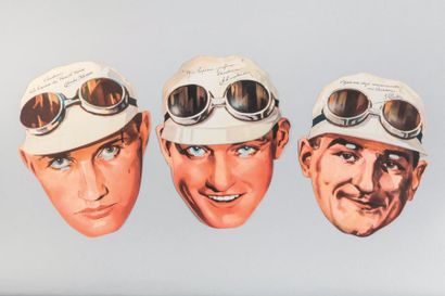 null 1935. Curiosité. 3 masques de champion offerts par Cointreau: «après une étape...