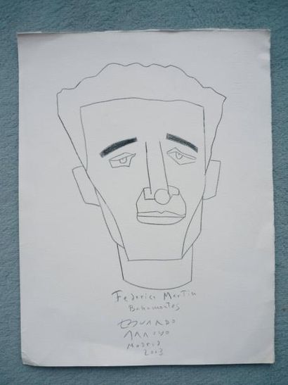 null 1959-2003. Dessin original: Portrait de Federico Bahamontes par Eduardo Arroyo,...