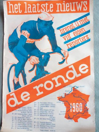 null Tour de France. Deux affiches: a) Tour de France 1960, Het Laastste nieuws,...