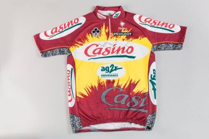 null 1999. Maillot de Jaan Kirsipuu. Le champion estonien portait ce maillot Casino-AG2R...