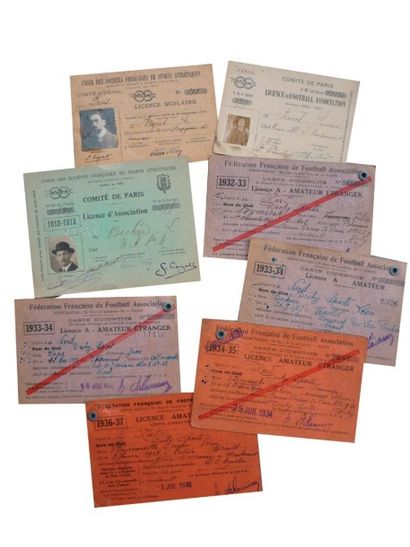 null 1906-1937. KOPA. Ensemble de 8 licences originales complètes (photos, cachets,...