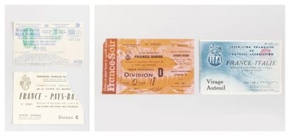 null 1937, 60, 78, 81. Les BLEUS. Equipe de France. 4 pièces: 3 billets, 1 invitation....