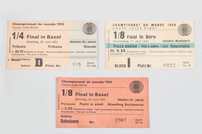 null 1954. Coupe du Monde en Suisse. 3 billets historiques: a) 2 billets du 17 (Berne)...