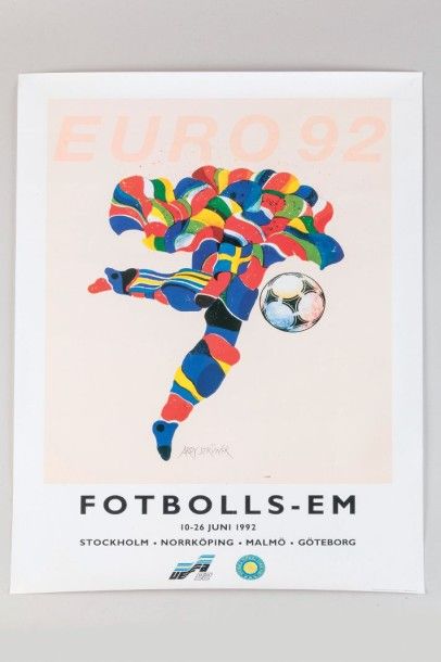 null Euro 1992 et 2000. Les Deux affiches officielles: a) Euro 92 à Stockholm, Malmö,...