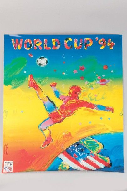 null 1994. Coupe du Monde (USA). Affiche officielle «World Cup» par Peter Max (1993;...
