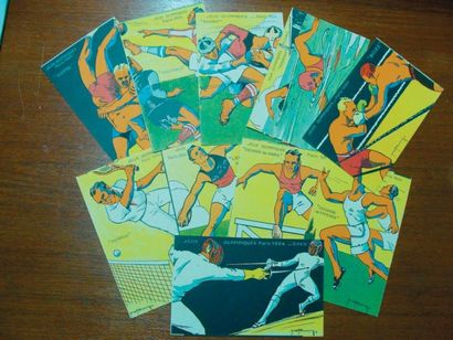null Série complète de 10 cartes-postales couleur: «Les Sports» par HL. Roowy (9...