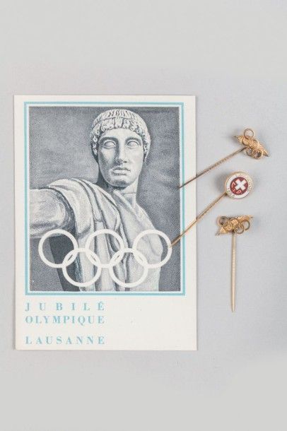 null Lausanne. Jubilé Olympique. 1894-1944. 4 pièces: a) carte-postale officielle...