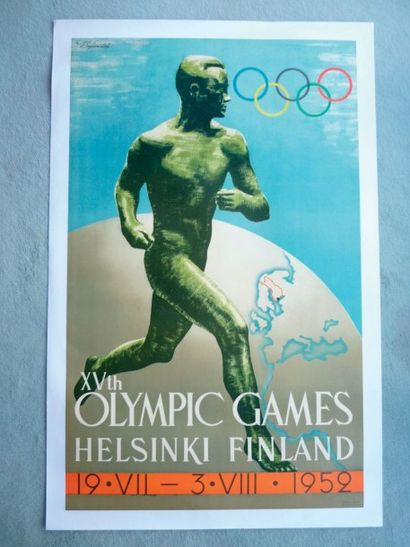 null Affiche officielle. «Xvth Olympic Games, Helsinki, Finland, 19/7-3/8/1952. Par...