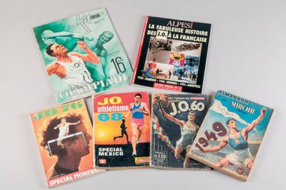 null 1948-1956-1960-1992. 6 pièces: a) Almanach de Miroir Sprint 49 sur les JO de...