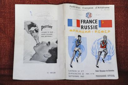 null 1963. Programme historique du fameux France-Russie à Colombes (match nul 106...