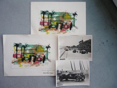 null 1935-1963. Monte-Carlo, Le Mans, Montlhéry. Ensemble de 4 pièces: a) Deux photos...