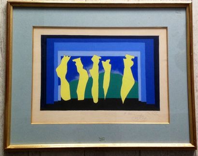 Richard MORTENSEN (Denmark 1910-1993) "Kandinsky" Original Gouache on paper signed...
