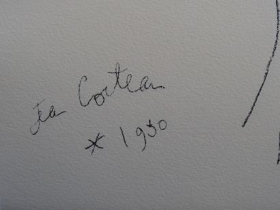JEAN COCTEAU Femme de profil Lithographie sur papier Vélin, Signée dans la planche...