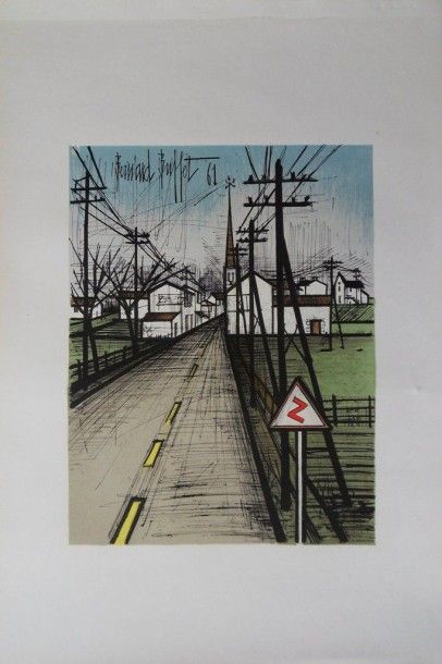 Bernard BUFFET (French 1928 - 1999) (After) La route, 1962 Lithographie sur pierre...