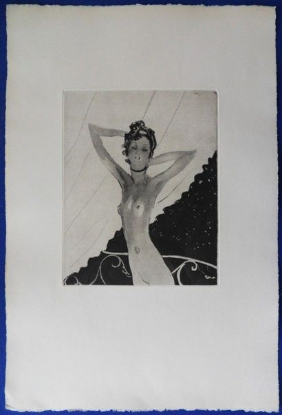 Jean-Gabriel DOMERGUE "The Pin-Up" Etching on vellum paper Not signed 56 x 38 cm...