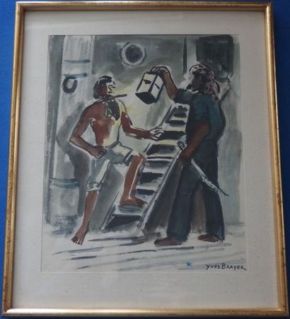 Yves BRAYER (French 1907-1990) La Lanterne Aquarelle sur papier (oeuvre unique de...