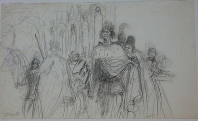 Lucien Moretti (French 1922-2000) "The King Saint Louis" Original Pencil Drawing...