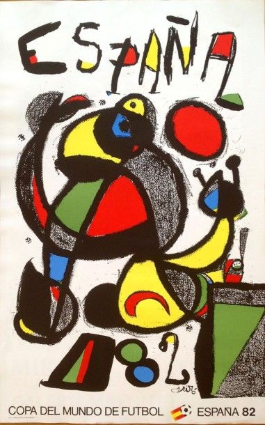 Joan MIRÓ (Spain 1893-1983) (After) 1982 Spain Soccer world cup poster. Dimensions:...