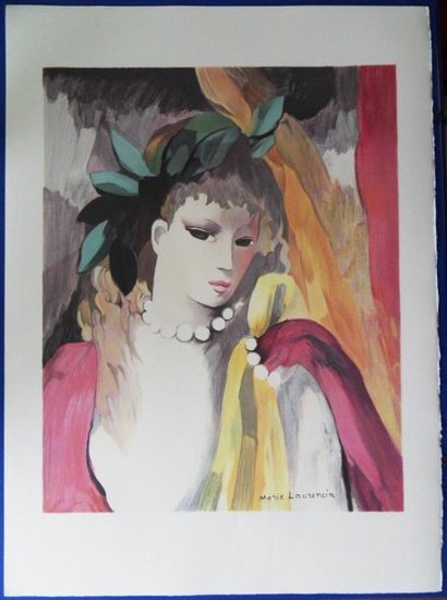 Marie LAURENCIN (French 1883-1956) after "The pearl nakelace" Lithograph on Arches...