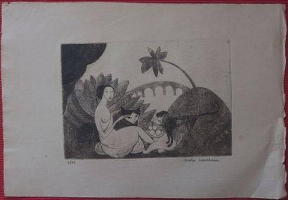 Marie LAURENCIN (French 1883-1956) The Bridge of Passy - Original engraving Gravure...