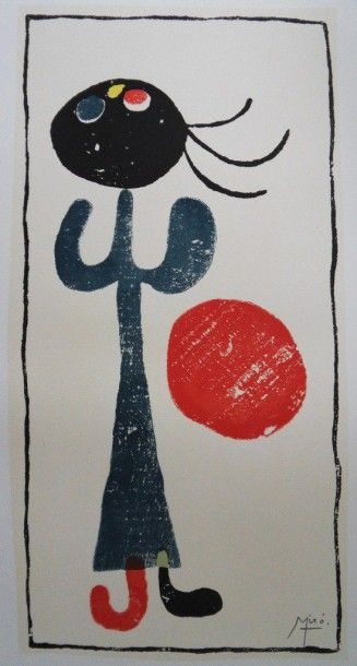 Joan MIRÓ (Spain 1893-1983) (After) Petite fille au ballon rouge Lithographie sur...