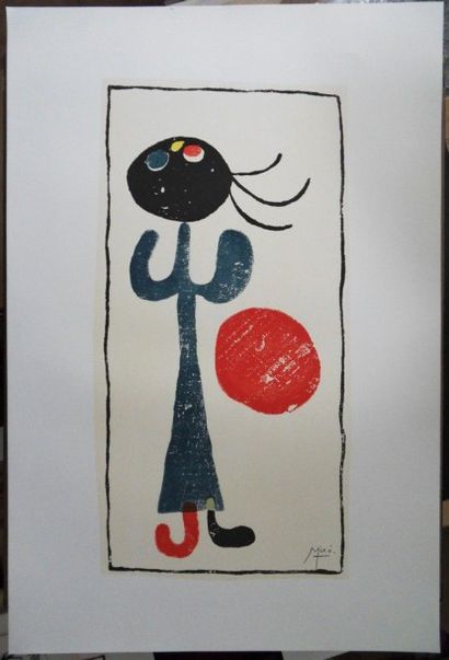 Joan MIRÓ (Spain 1893-1983) (After) Petite fille au ballon rouge Lithographie sur...