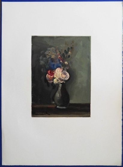 MAURICE DE VLAMINCK Le bouquet de roses Lithographie et gaufrage sur papier Vélin...