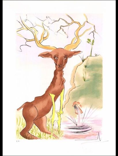 Salvador DALI (Spain 1904-1989) The Deer Reflecting in the Water Lithograph Signed...