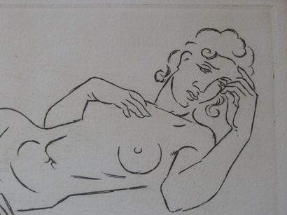André LHOTE (1885-1962) Femme allongée Gravure originale sur papier Vélin, Signée...