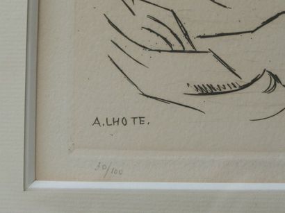 André LHOTE (1885-1962) Femme allongée Gravure originale sur papier Vélin, Signée...