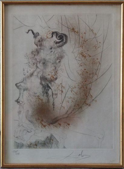Salvador DALI (Spain 1904-1989) Faust - Calf's Head, 1969 Etching with Watercolor...
