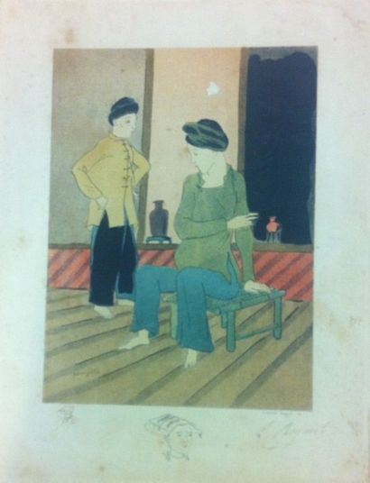Tsuguharu FOUJITA (Japan 1886 - France 1968) Une Aquatinte tirée de l'ouvrage "Propos...