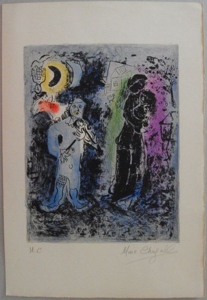Marc CHAGALL (Russia 1887-France 1985) Couple with musician, 1960 Original lithograph...