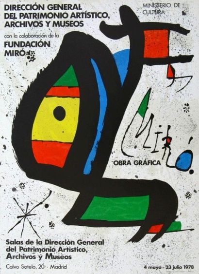 Joan MIRÓ (Spain 1893-1983) Poster "Direccion general del patrimonio artistico archivos...