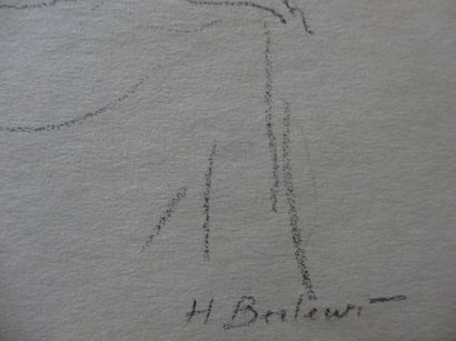 Henryk BERLEWI Femme couverte d'un voile (c.1948) Dessin original à la mine de plomb...
