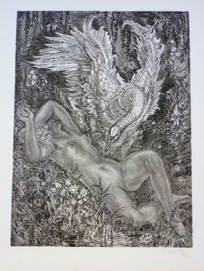 Albert DECARIS (French 1901-1988) "Leda and the swan" Signed and numbered engraving...