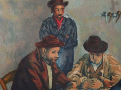 Jacques VILLON, after le tableau de Paul CÉZANNE "Les joueurs de cartes", 1929 Gravure...