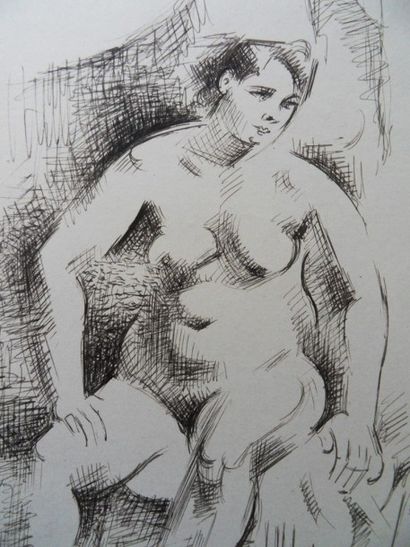 André LHOTE (1885-1962) Modèle assis Dessin à l'encre de chine (oeuvre unique de...