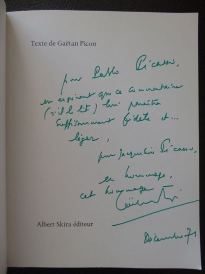 Pablo PICASSO Envoi autographe au stylo A PLEINE PAGE 22 x 16 cm "Pour mon cher ami...