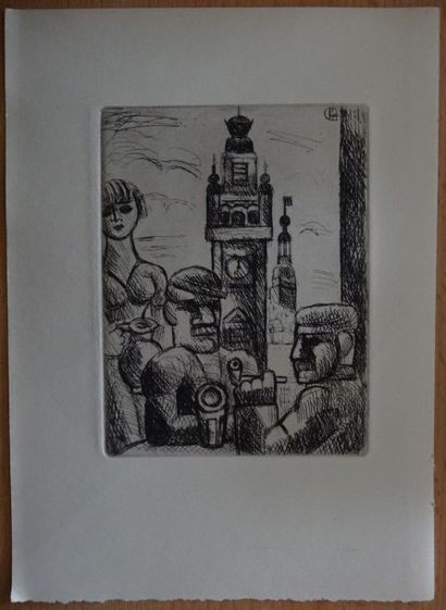 Marcel GROMAIRE Le beffroi de Lille, 1926 Eau-forte sur velin 20 x 14 cm Signée du...
