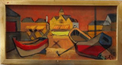 Louis TOFFOLI (Italy 1907- France 1999) The port of St Gilles (a city in Vendée west...