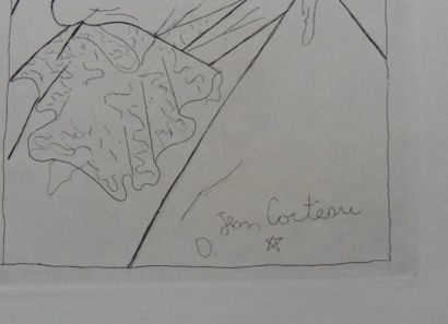 JEAN COCTEAU Portrait de Colette Gravure originale (eau-forte) sur vélin Signée dans...