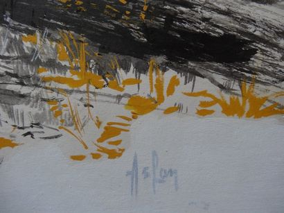 ASLAN (1930-2014) Pin-up en forêt Crayon de papier et aquarelle sur papier (oeuvre...