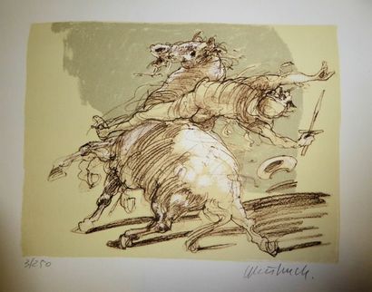 Claude WEISBUCH (French1927-2014) "Don Quichotte" Original lithograph signed and...